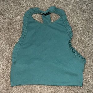 Zara Teal crop top/ halter neck open back